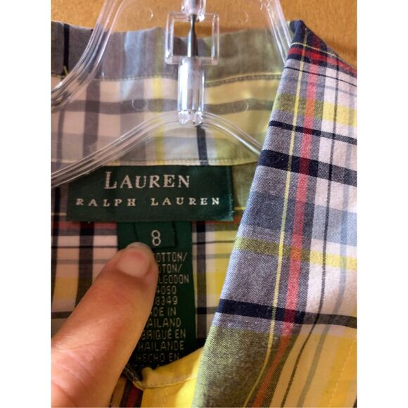 Yellow Plaid Ralph Lauren Ladies Vintage Blouse #ralph lauren #yellow plaid - Picture 3 of 7
